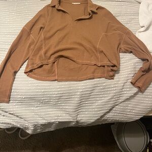 Casual Tan Long Sleeve Top
